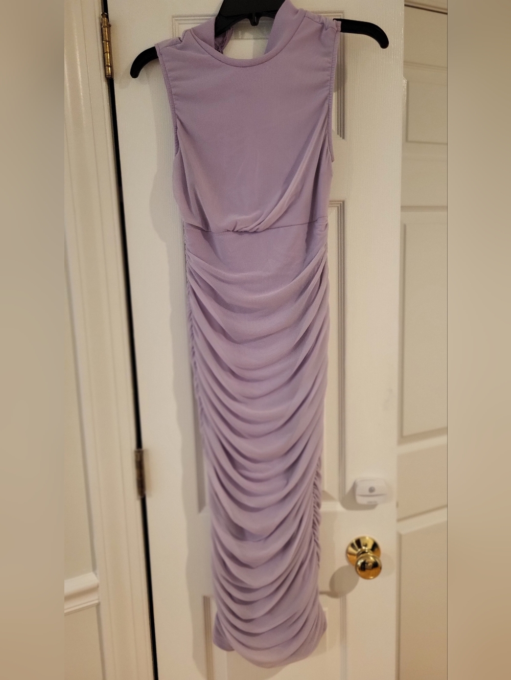 Lavender Ruched Sleeveless Maxi Dress